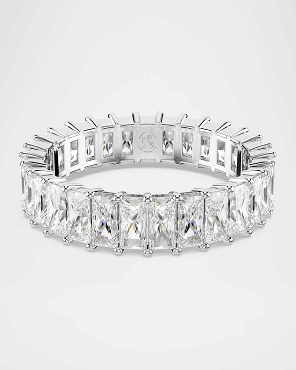 Matrix Rhodium-Plated Baguette-Cut Crystal Band Ring, Size 6.75